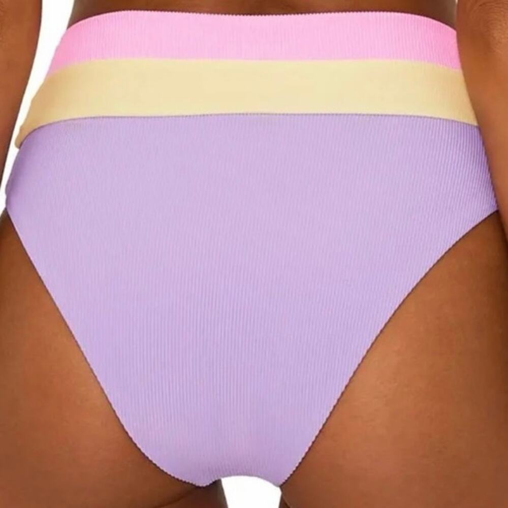 🆕Beach Riot Heidi Ribbed Bikini Bottoms Women’s Medium M Pastel Colorblock Swim - Picture 2 of 8